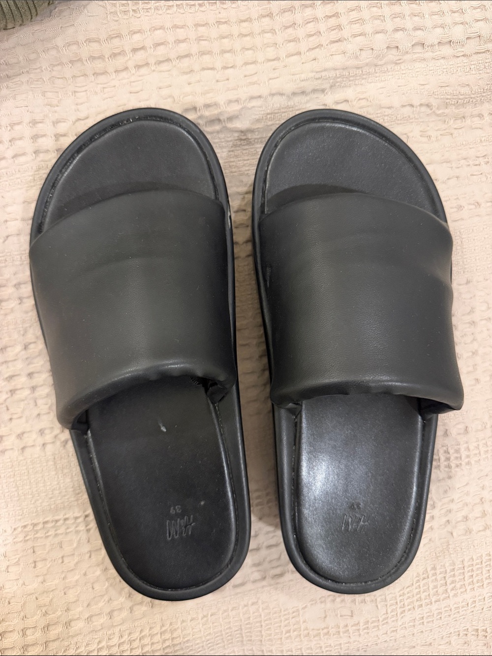 Womens Black platform Slide Sandals